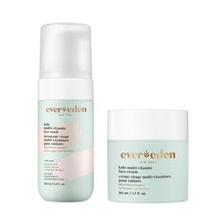 Evereden Kids Happy Face Duo melon-juice wash bottle, gentle cleansing for kids' skin.