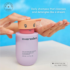 Evereden Kids Shampoo with argan oil and shea butter nourishes hair.