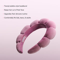 Evereden Kids Spa Headband close-up shows absorbent sponge performance for gentle cleansing.