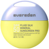 Evereden SPF50 Fluid Silk Mineral Kids Sunscreen bottle front showing sheer mineral protection for sensitive skin.