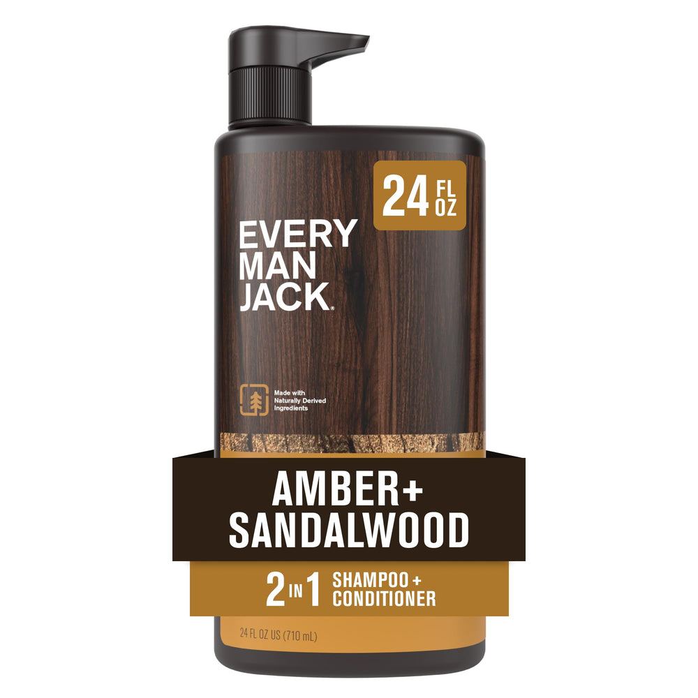 Every Man Jack amber-sandalwood-bottle: masculine scent for daily grooming ritual.