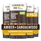 Every Man Jack Amber Sandalwood deodorant front-pack with aluminum-free protection