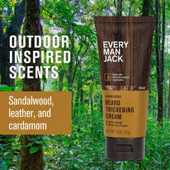Every Man Jack beard thickening cream application demonstrates smooth rubbing into beard