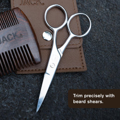 Every Man Jack beard brush with medium-stiff fibers for comfortable skin contact