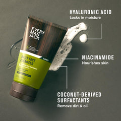 Every Man Jack Daily Post packaging closeup highlights a fragrance-free skincare routine