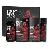 Every Man Jack Deadpool body wash bottle with bold musk and spice scent