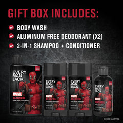 Every Man Jack Deadpool deodorant stick offering aluminum-free protection and clean feel