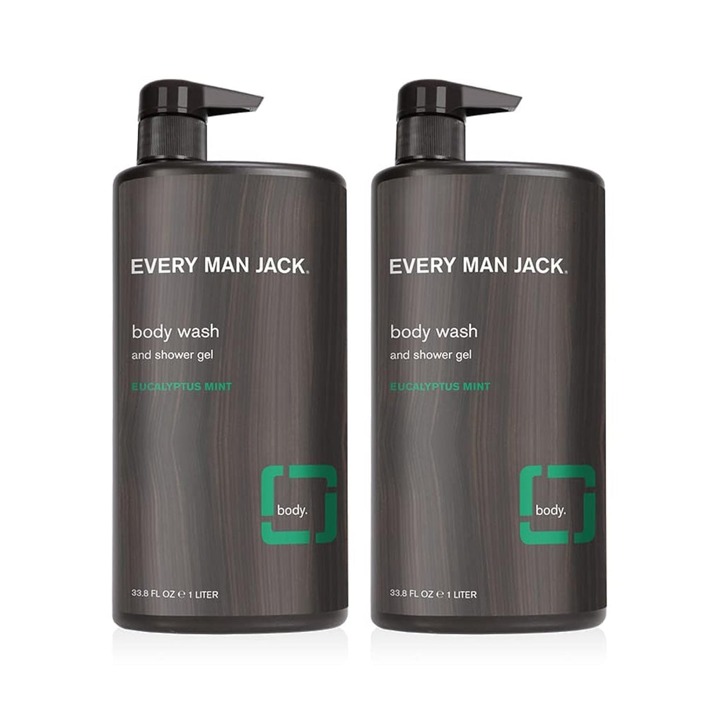 Every Man Jack eucalyptus mint body wash bottle offers a forest-fresh cleanse for everyday skin.