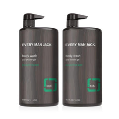 Every Man Jack eucalyptus mint body wash bottle offers a forest-fresh cleanse for everyday skin.