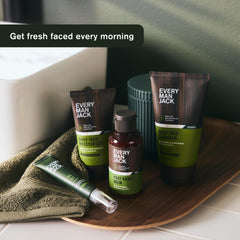 Every Man Jack fragrance-free label signals gentle, sensitive-skin friendly formula.