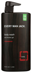 Every Man Jack Cedarwood body wash twin-pack bottles for a refreshing post-workout cleanse
