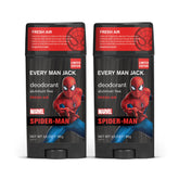 Every Man Jack Spider-Man Deodorant twin pack front view for long-lasting freshness during workouts.