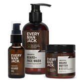 Every Man Jack unscented beard wash bottle demonstrating gentle cleansing for sensitive skin.