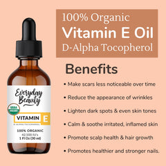 Everyday Beauty Vitamin E Oil applied to the face for hydration.