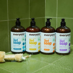 Everyone 3in1 cedar and citrus label highlights cedarwood, orange, lavender oils for refreshing cleanse