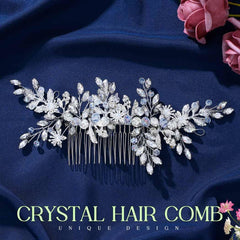 EVILD bridal headpiece closeup showing glass beads and opal rhinestones