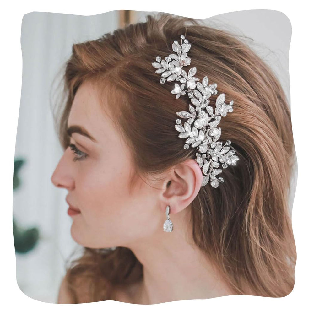 EVILD wedding hair clip side comb with silver rhinestones for subtle sparkle