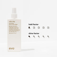 EVO Salty Dog salt spray on hair texture delivers effortless volume and movement.