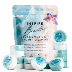 EvolutionUSA Inspire Breathe Steamers packaging showing mint and eucalyptus for a refreshing gift