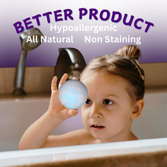 EvolutionUSA kids bath bombs vibrant colors fizzing in tub for safe play.