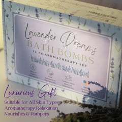EvolutionUSA Lavender Dreams bath bombs closeup reveals lavender swirls and nourishing texture