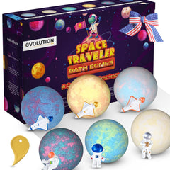 EvolutionUSA Space Bath Bombs planet balls burst with vibrant colors for bath time.