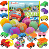 Excalla 9-pack bath bombs with toys inside for colorful, playful bath time