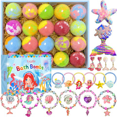 Excalla bath bombs reveal a surprise inside during box opening for joyful bath time.