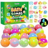 Excalla bath bombs with a surprise toy inside for imaginative bath play.