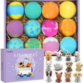 Excalla bath bomb with a puppy toy inside for playful bath time.