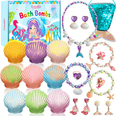 Excalla Mermaid Bath Bombs packaging shown as a gift-ready box for festive gifting