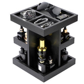 EXIN DECHEN Cologne Organizer black rotate on a dresser provides quick fragrance access.