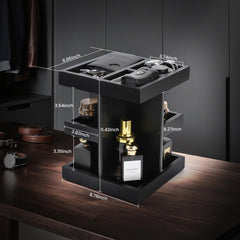 EXIN DECHEN wood perfume shelf three-level neatly stores bottles and grooming items.