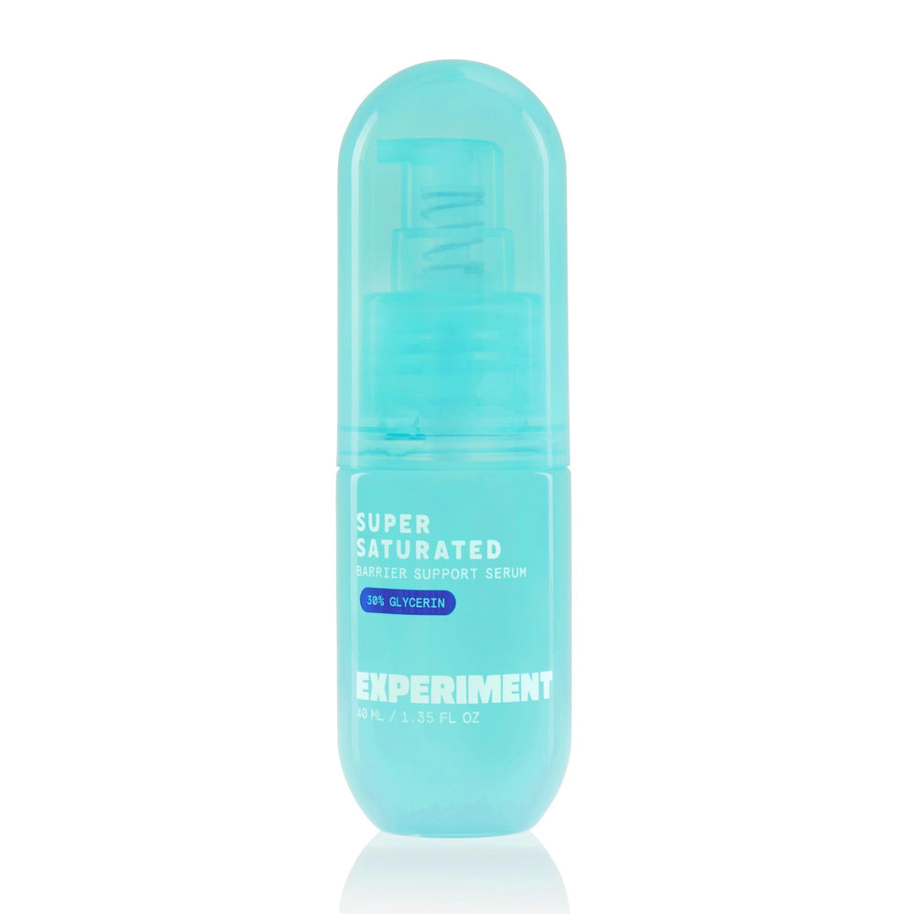 Experiment Super Saturated Ultra Hydrating Serum bottle closeup highlights deep hydration benefits
