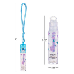 Expressions lip gloss necklace pack close-up glitter finish enhances shiny lip looks.
