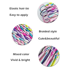 EXTACIO colorful braided hair extensions with a soft elastic loop for quick attachment