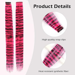 EXTACIO striped hair extensions clip-in easily for quick party styling.