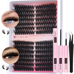 EYDEVRO fluffy lash clusters kit collection showing 14–18mm variety for mega volume looks