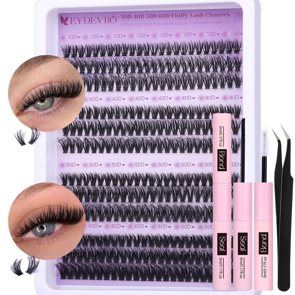 EYDEVRO lash clusters kit 30D40D50D60D variation for versatile, natural-to-bold looks