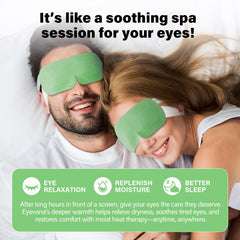 Eyevana steam eye mask on eye delivers soothing warmth for tired eyes.