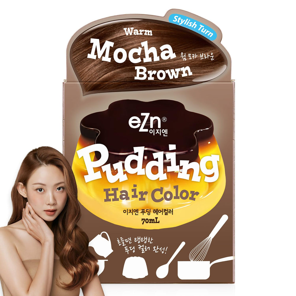 eZn Pudding Hair Dye bottle packaging ready for at home color with simple setup.