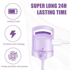 F BOMB heated eyelash curler demonstrates 5 second heat for efficient daily use.