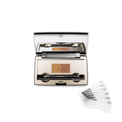 Fab Brows Duo eyebrow kit cover closeup, compact travel-friendly packaging for quick touch-ups.