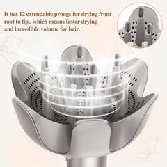 Fabmira flower-shaped airflow vents guide gentle spiral drying, boosting curl definition and moisture retention.