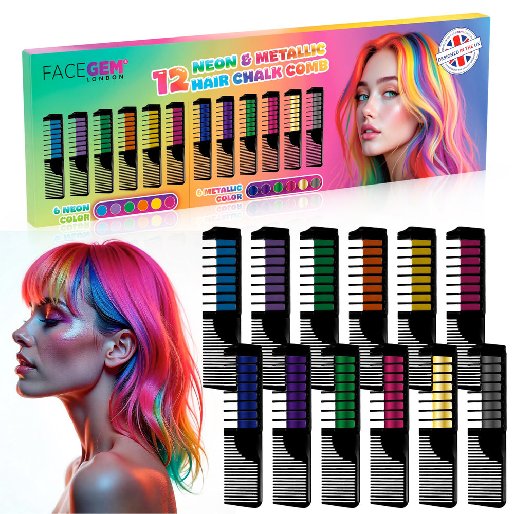 FACEGEM LONDON neon collection chalk adds vibrant festival-ready color with easy washout
