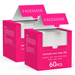 FACEMADE XXL face towels 12x12 close-up shows soft texture for gentle cleansing