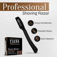 Facon straight razor made of Japanese stainless steel for durable, clean shaves.