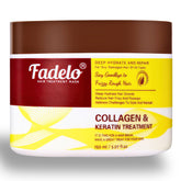Fadelo Collagen+Keratin Hair Mask bottle with argan oil for deep conditioning.