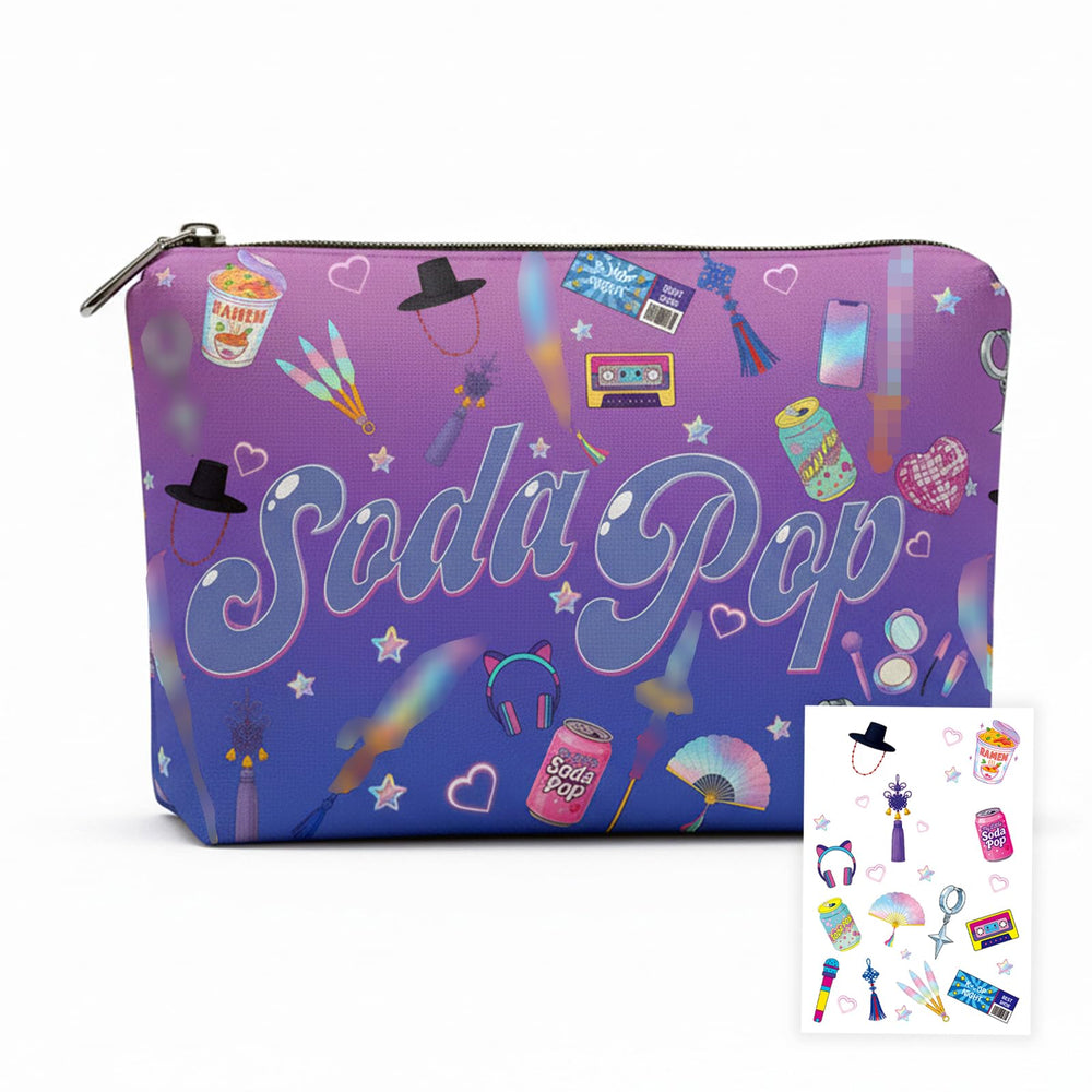 FAHMJMYBD Soda Pop cosmetic bag gradient front for on-the-go makeup organization.