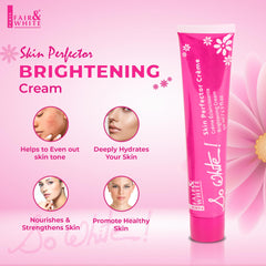 FAIR & WHITE So White Perfector Cream packaging label highlighting lightweight, fast-absorbing formula.